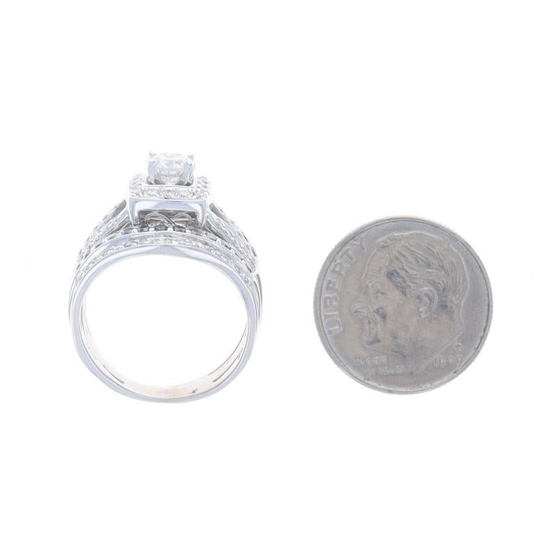 White Gold Diamond All-in-One Engage Ring Wedding Bands 14k 1.10ctw Halo For Sale 1