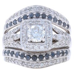 Fedi nuziali Engage All-in-One con diamante in oro bianco 14k .84ctw Halo trattato