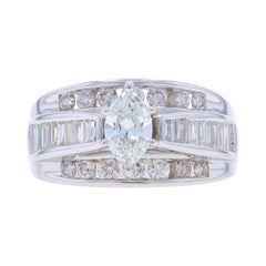 Anello di fidanzamento completo con diamante in oro bianco - 14k Marquise 1.65ctw Wedding Sz9