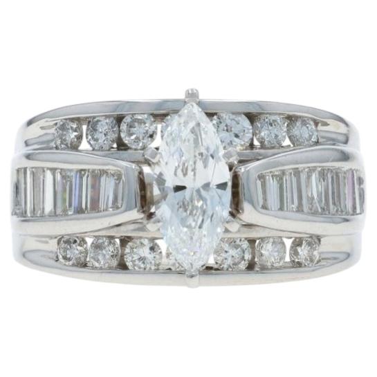 White Gold Diamond All-In-One Engagement Ring - 14k Marquise 2.13ctw Wedding