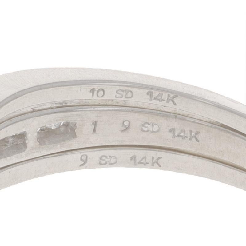 Anello di fidanzamento e fedi in oro bianco con diamante tutto in uno 14k Marquise.30ctw in vendita 1