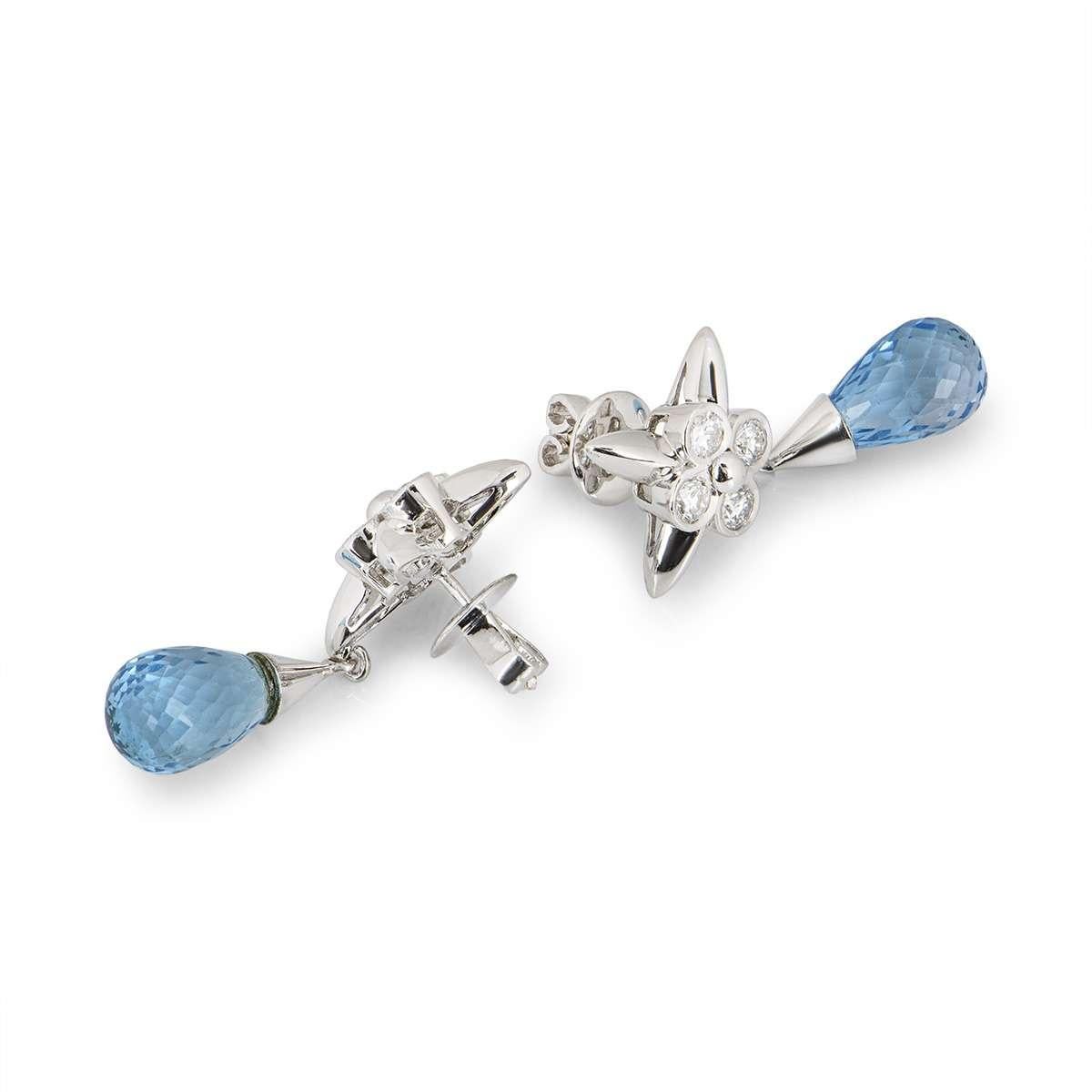 blue topaz drop earrings white gold