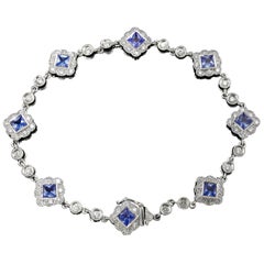 Hammerman Brothers White Gold Diamond and Ceylon Sapphire Bracelet