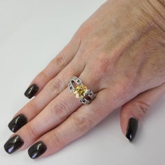 White Gold, Diamond and Citrine Ring