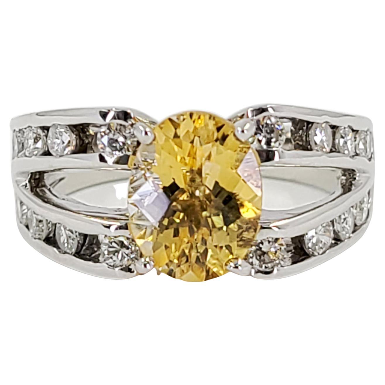 White Gold, Diamond and Citrine Ring For Sale