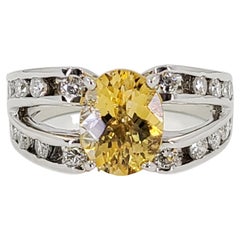 White Gold, Diamond and Citrine Ring