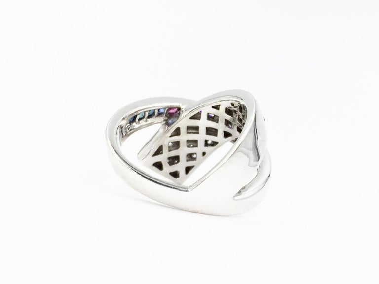 GEMOLIO Made In Usa 14kt Gold Multi Sapphire Crossover Ring
