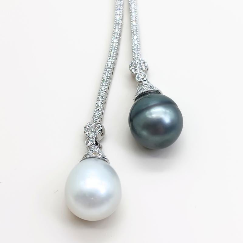 White Gold, Diamond and Pearls Necklace In New Condition For Sale In BILBAO, ES