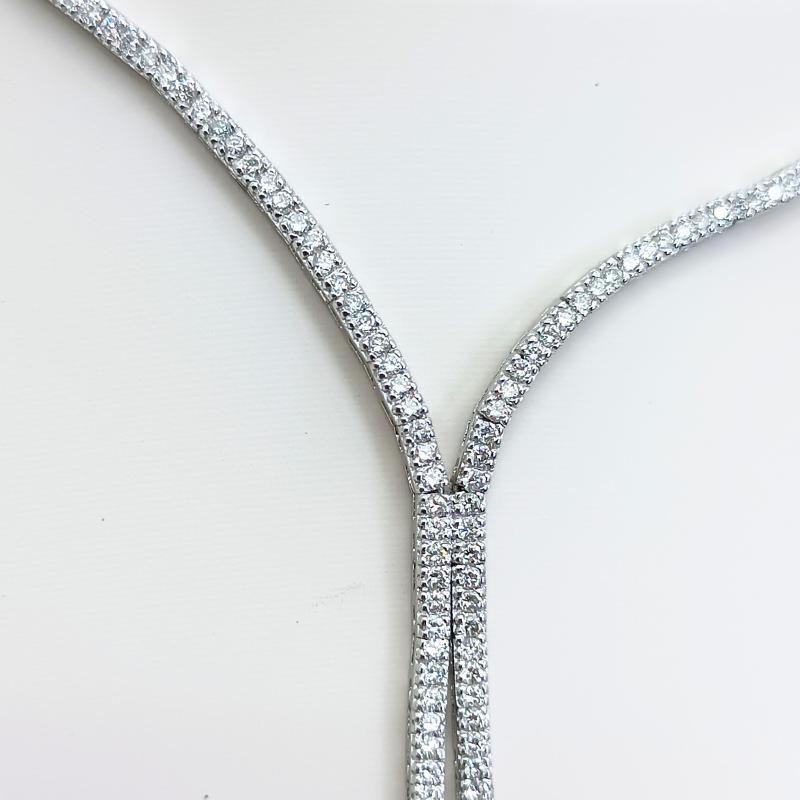Women's or Men's White Gold, Diamond and Pearls Necklace For Sale