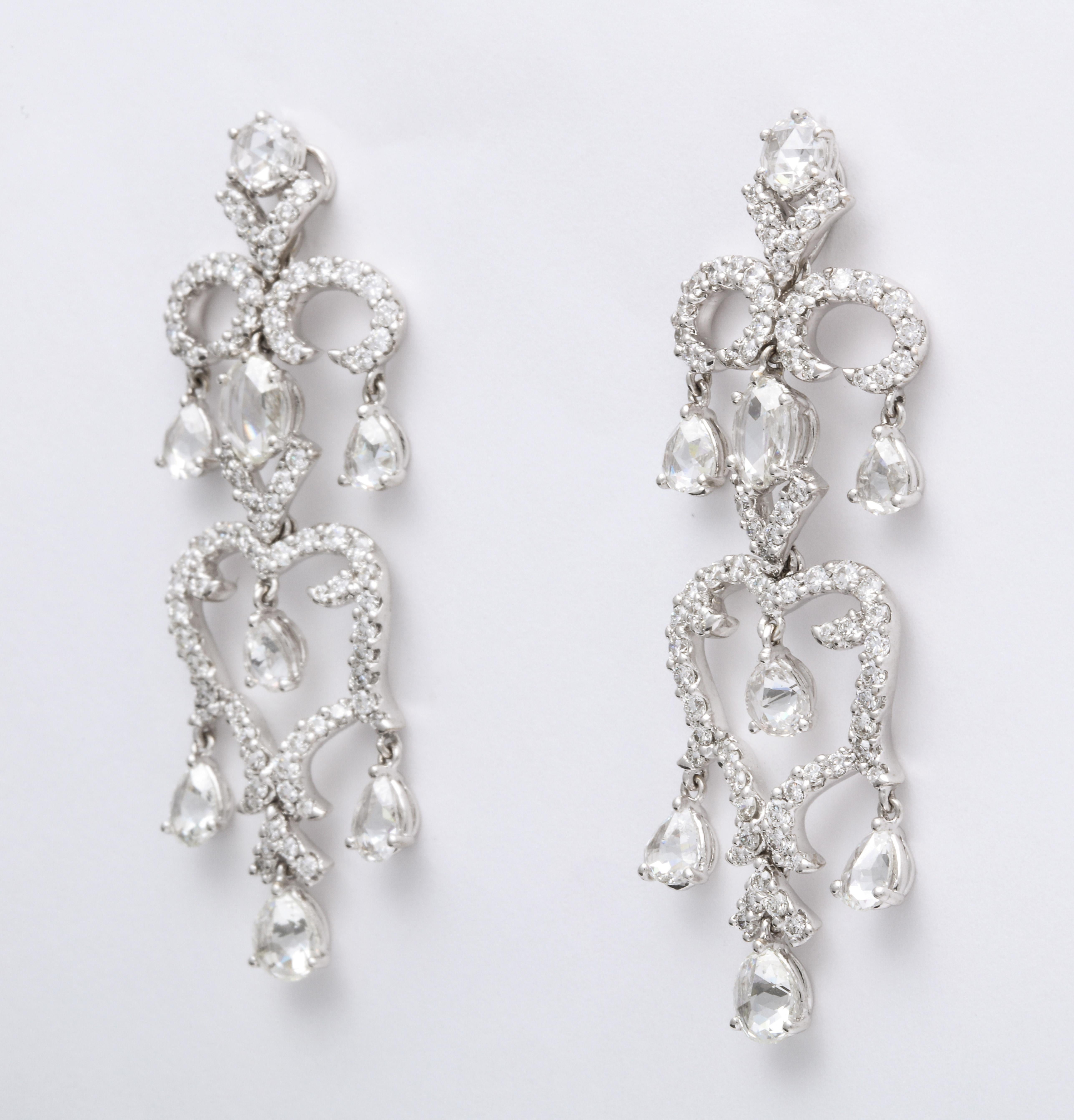 round cut diamond chandelier earrings