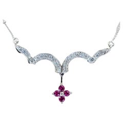 White Gold, Diamond, and Ruby Convertible Necklace