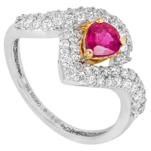 White Gold Diamond and Ruby Dress Ring 0.66ct H/VS2 For Sale