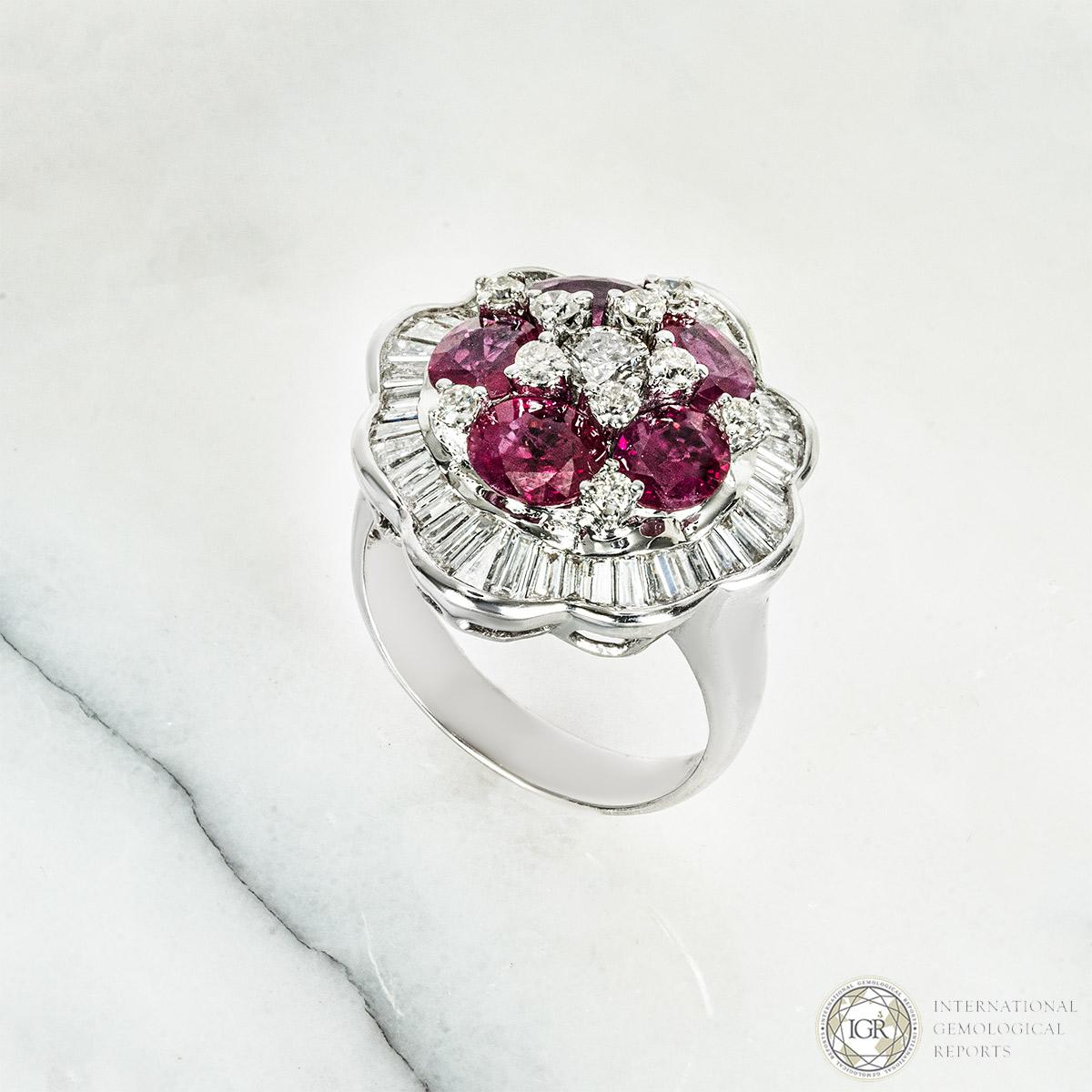 Women's White Gold Diamond and Ruby Ring For Sale