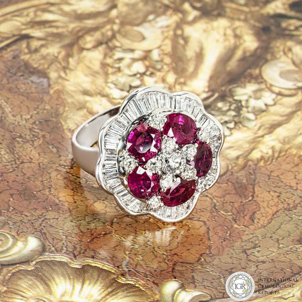 White Gold Diamond and Ruby Ring For Sale 2