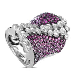 White Gold Diamond and Ruby Wide Band Ring