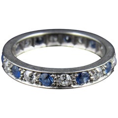 White Gold Diamond and Sapphire Full Eternity Ring, circa 1950
