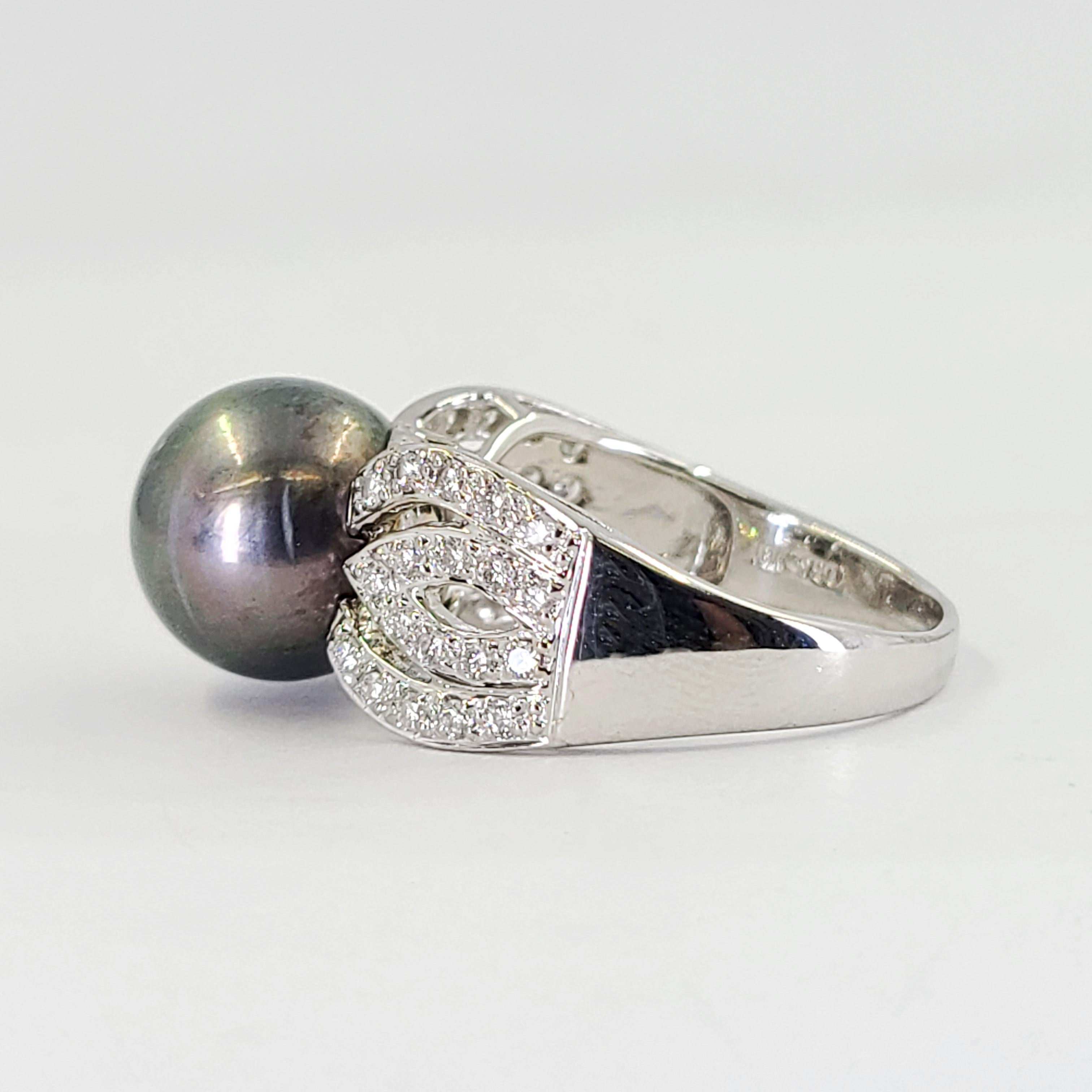 white gold tahitian pearl ring