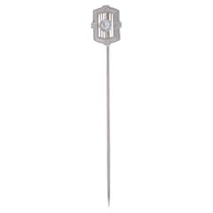 Art Deco Floral Solitär Stickpin aus Weißgold mit Diamant im Minenschliff - 14k Minenschliff Vintage