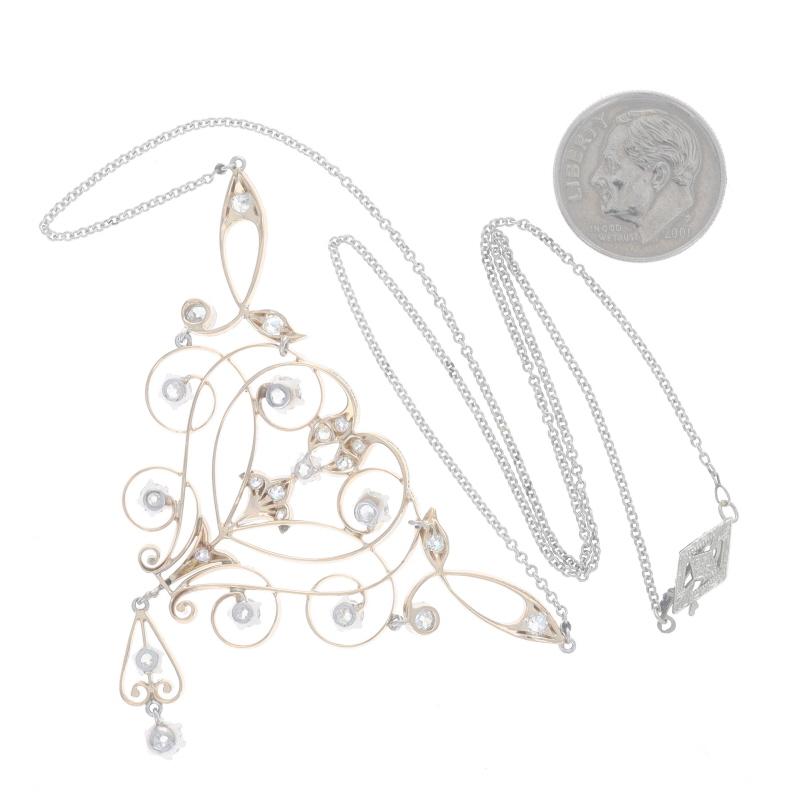 Women's White Gold Diamond Art Deco Necklace 17