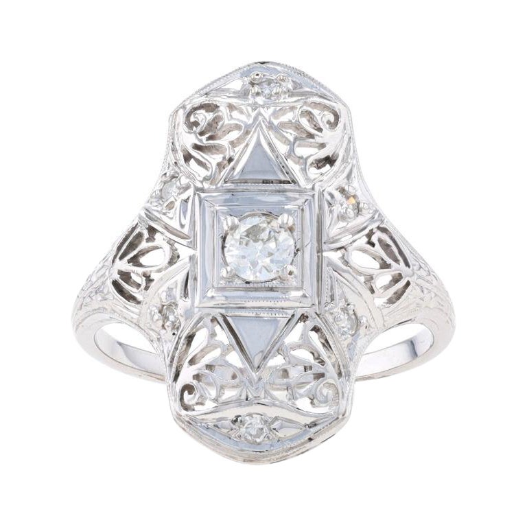 Bague Art of Vintage en or blanc - 18k European Cut .28ctw Vintage Filigree