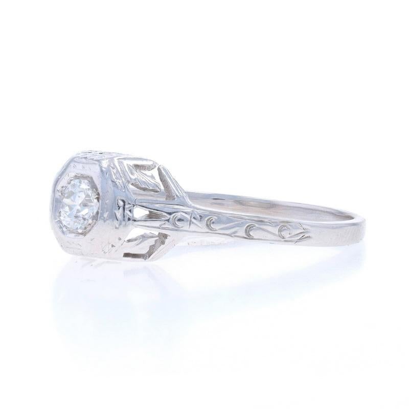White Gold Diamond Art Deco Solitaire Engagement Ring - 14k 18k European .20ct In condizioni ottime in vendita a Greensboro, NC