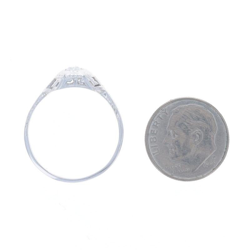 White Gold Diamond Art Deco Solitaire Engagement Ring - 14k 18k European .20ct in vendita 1
