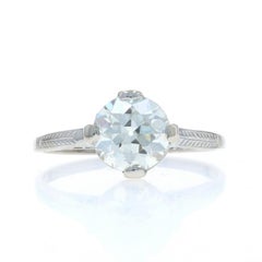 White Gold Diamond Art Deco Solitaire Engagement Ring 14k Euro 1.32ctGIA Vintage