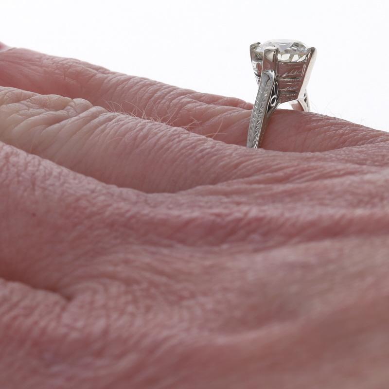 Weißgold Diamant Art Deco Solitär Verlobungsring 14k Euro 1.32ctGIA Vintage By Damen im Angebot