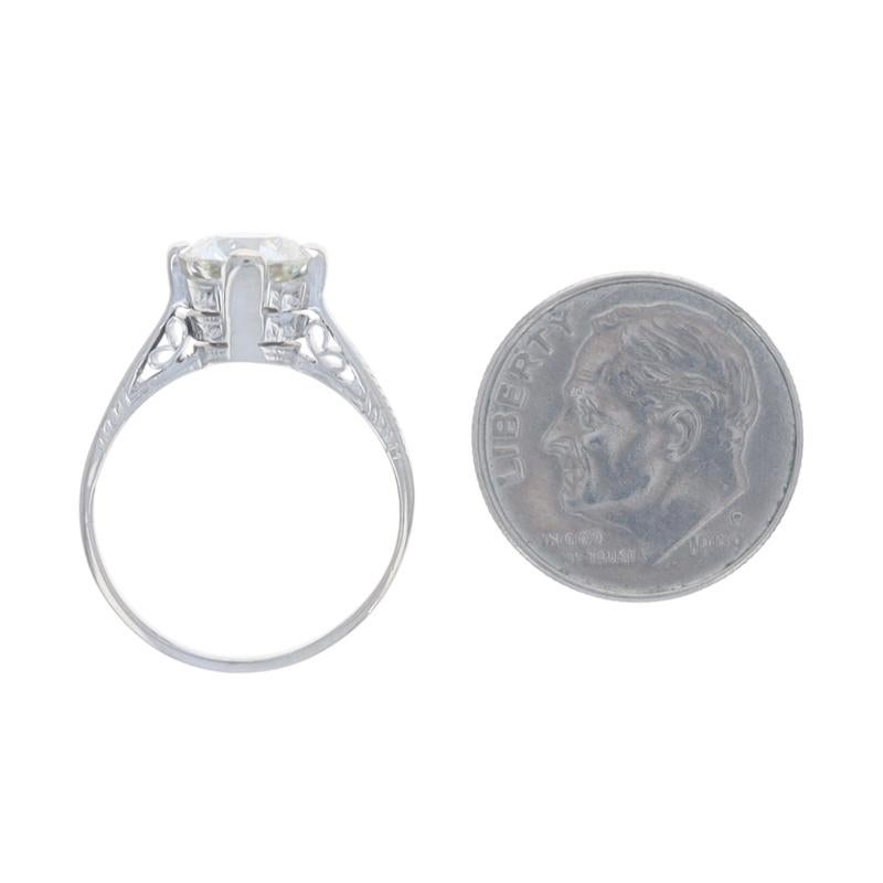 Weißgold Diamant Art Deco Solitär Verlobungsring 14k Euro 1.32ctGIA Vintage By im Angebot 1