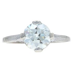 Weißgold Diamant Art Deco Solitär Verlobungsring 14k Euro 1.32ctGIA Vintage By