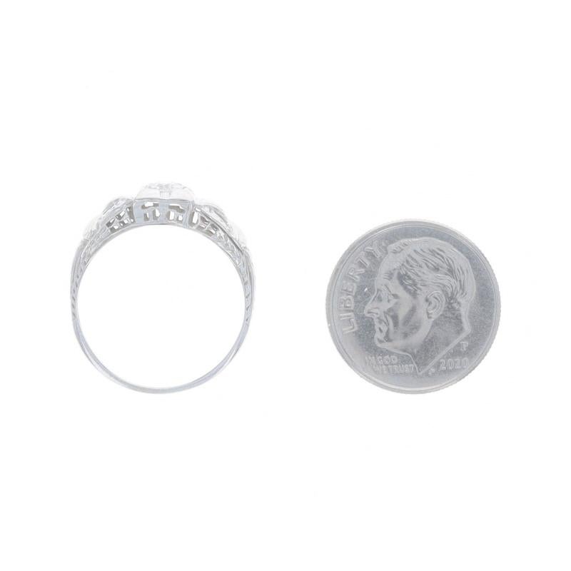 Bague de fiançailles solitaire Art Deco en or blanc 14k European .20ct Vintage en vente 1