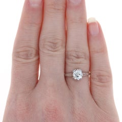 White Gold Diamond Art Deco Solitaire Engagement Ring, 18k Old European .78ct
