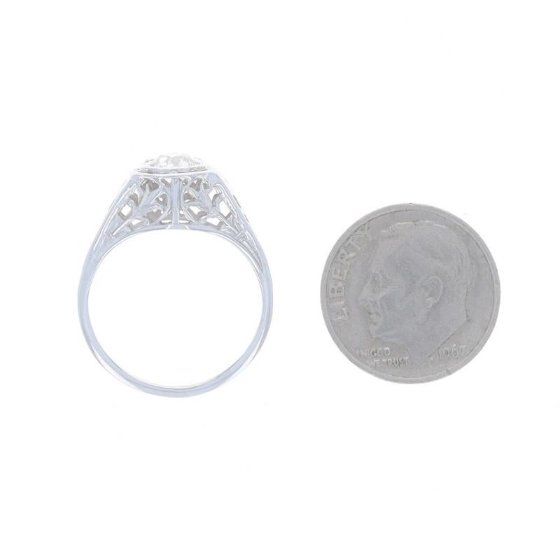 White Gold Diamond Art Deco Solitaire Ring 18k European .50ct Vintage Engagement For Sale 1