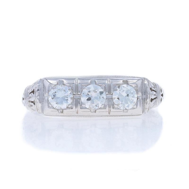 Size: 7 3/4
Sizing Fee: Up 2 sizes for $40 or Down 1 size for $40

Era: Art Deco

Metal Content: 18k White Gold

Stone Information

Natural Diamonds
Carat(s): .51ctw
Cut: European
Color: H - I
Clarity: SI1 - I1

Total Carats: .51ctw

Style: