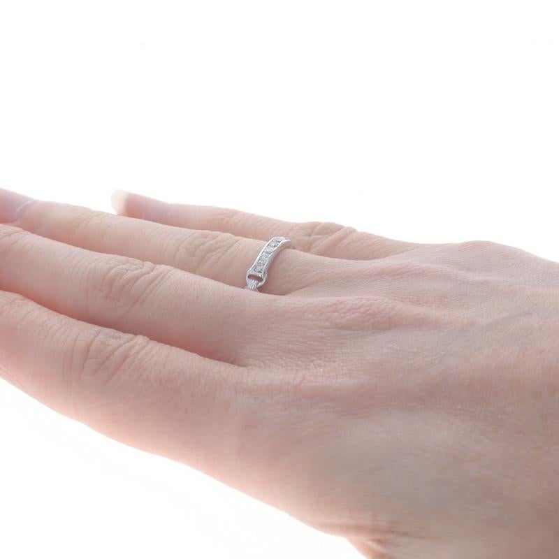 Women's White Gold Diamond Art Deco Wedding Band - 14k Single .28ctw Vintage Ring For Sale