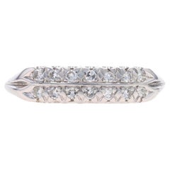 Alliance en or blanc avec diamant Art Deco - 14k Single Cut .18ctw