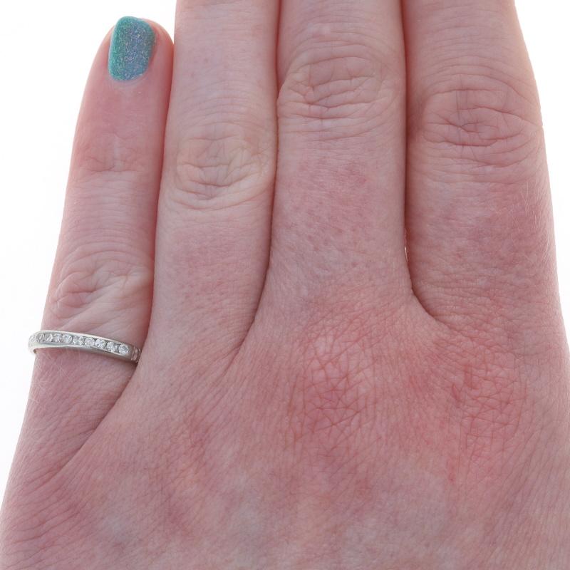Taille simple Anneau de mariage Art Deco en or blanc avec diamant - 18k Single .18ctw Ring SZ 5 3/4 en vente
