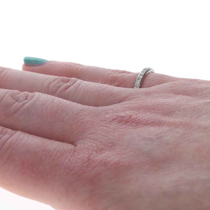 Anneau de mariage Art Deco en or blanc avec diamant - 18k Single .18ctw Ring SZ 5 3/4 Pour femmes en vente