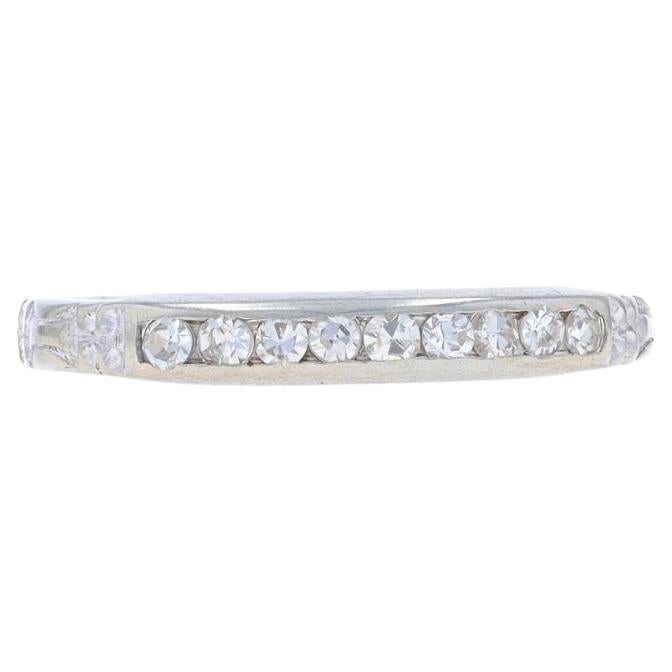Anneau de mariage Art Deco en or blanc avec diamant - 18k Single .18ctw Ring SZ 5 3/4 en vente