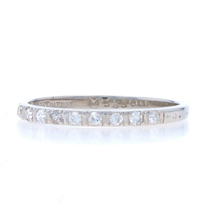 White Gold Diamond Art Deco Wedding Band - 18K Single Cut .16ctw Vintage Ring In Excellent Condition For Sale In Greensboro, NC
