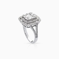 Bague baguette en or blanc avec diamant - poids total de 1,05 carat, or 14k