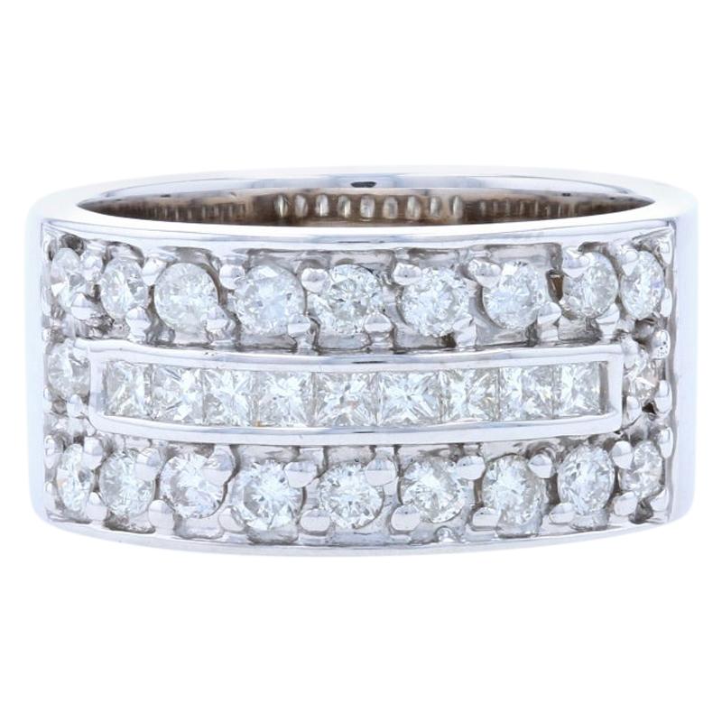 White Gold Diamond Band, 14 Karat Princess Cut 1.20 Carat Ring