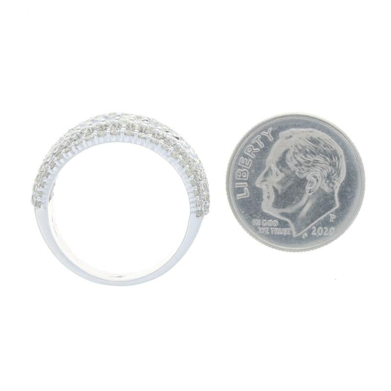 Donna Fascia di diamanti in oro bianco - Anello nuziale 14k Baguette e rotondo 2,17ctw misura 7 1/4 in vendita