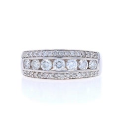 White Gold Diamond Band - 14k Round Brilliant 1.00ctw Seven-Stone Ring Sz 7