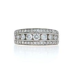 White Gold Diamond Band - 14k Round Brilliant 1.00ctw Seven-Stone Wedding Ring