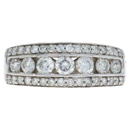 White Gold Diamond Band - 14k Round Brilliant 1.00ctw Seven-Stone Wedding Ring