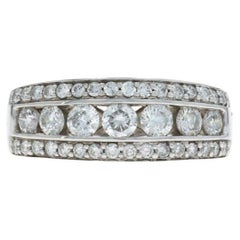 White Gold Diamond Band - 14k Round Brilliant 1.00ctw Seven-Stone Wedding Ring