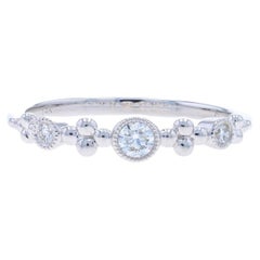 Fascia di diamanti in oro bianco - Anello a tre punte di .17ctw in oro tondo brillante 14k