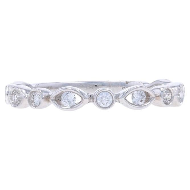 Anillo de Diamantes de Oro Blanco - Alianza de Boda 14k Brillante Redondo .23ctw