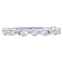 Anillo de Diamantes de Oro Blanco - Alianza de Boda 14k Brillante Redondo .23ctw